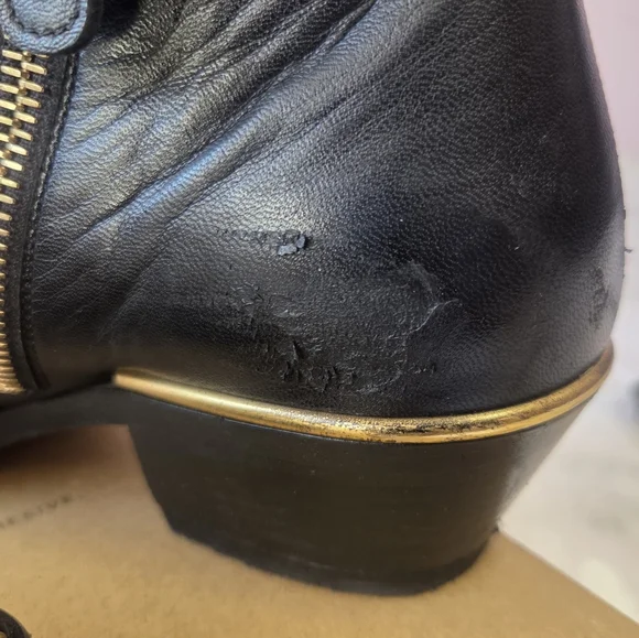 Chloe Women's Black Ankle Boots with Gold Studs - Picture 13 of 16